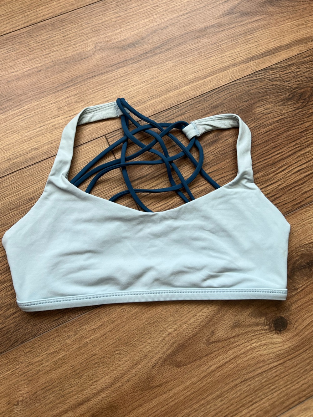 Lululemon Free To Be Wild Sports Bra Two Tone Light Blue Teal Strappy Back 6